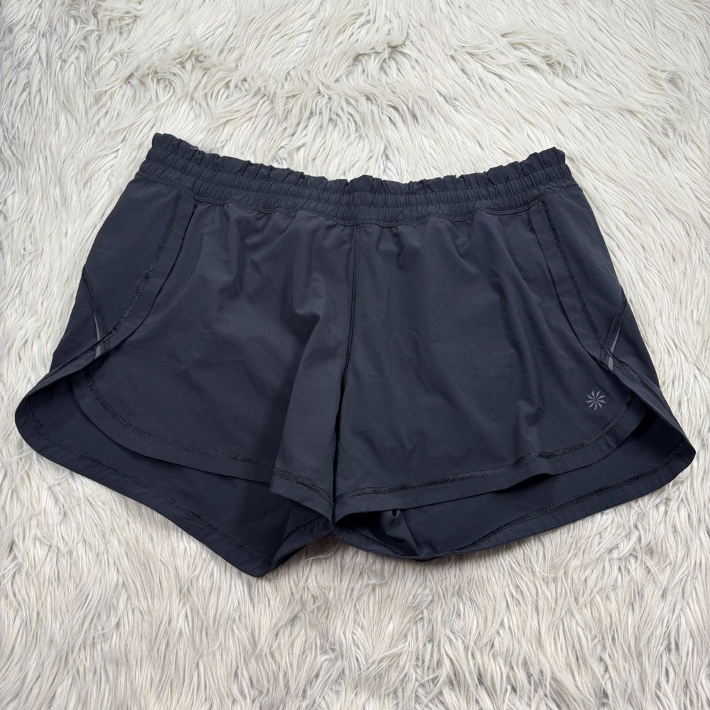 Athleta Women's L Black Racer Run Shorts 4" Running Gym Brief Liner
